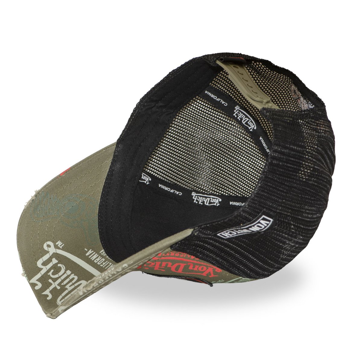Casquette Trucker Cafe kaki/rouge/vert/noir, VON DUTCH