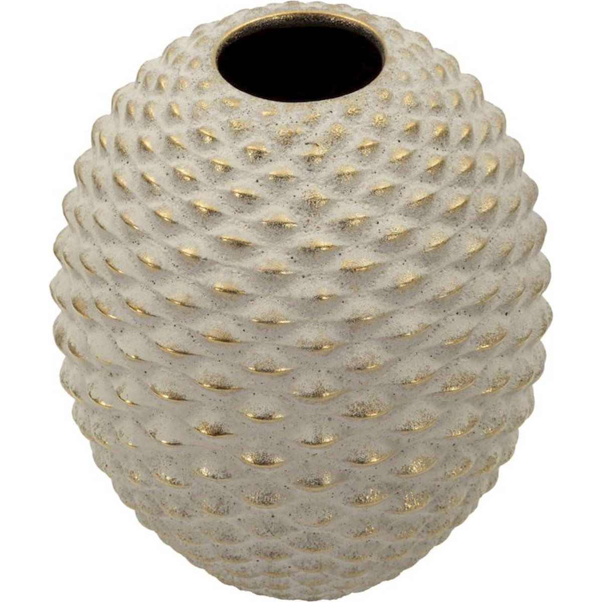 Vase boule en céramique relief MODERN gris et doré, RECOLLECTION