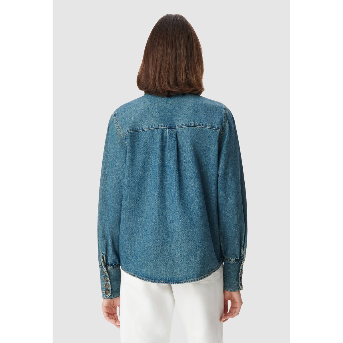 Chemise en jean boutons militaires bleu nuit, IKKS