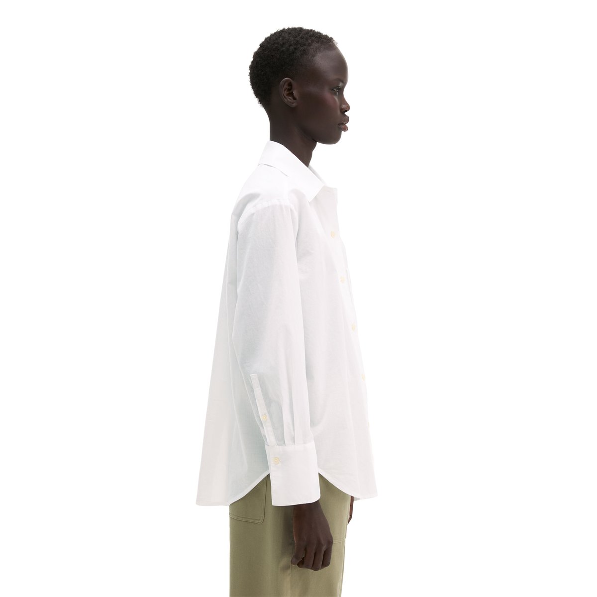 Blouse avec détail de nœuds regular en coton chambray blanc, MARC O'POLO