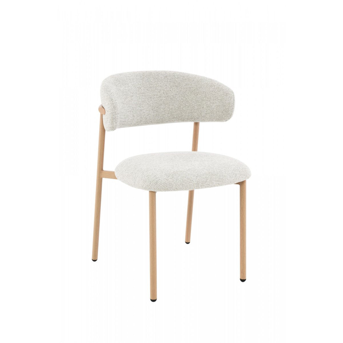 Chaise de salle à manger en tissu beige avec piètement finition chêne Curve (lot de 2) - CURVE crème / ivoire, AMADEUS