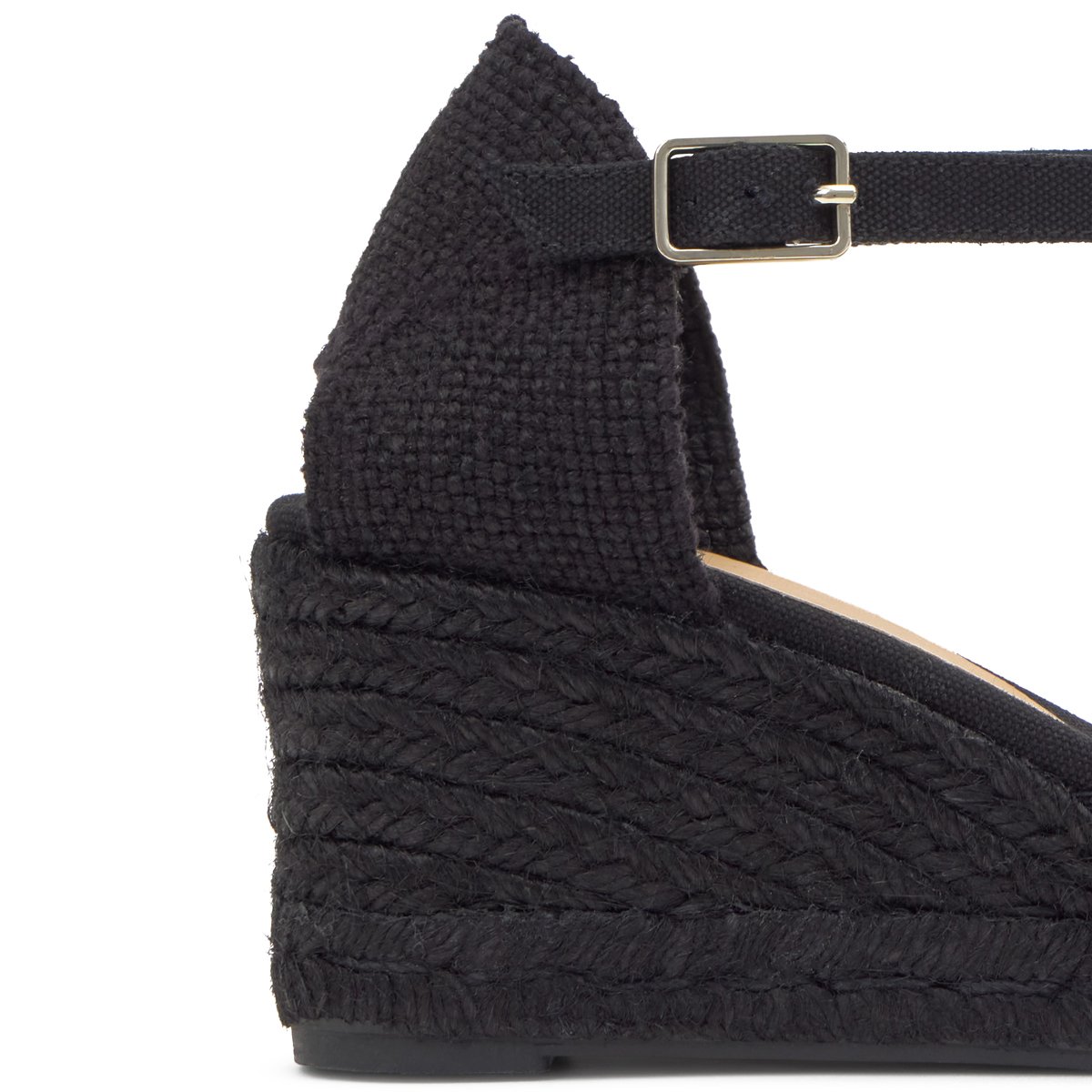 Espadrilles compensées à bride cheville et talon tressé CAROL PLATFORM noir foncé, CASTANER