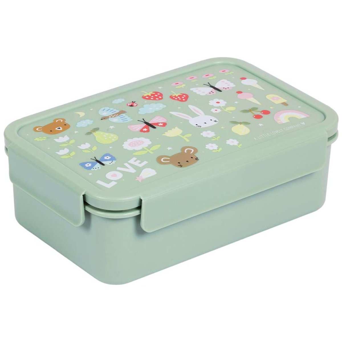 Lunch box Joie vert d'eau, rose, jaune, A LITTLE LOVELY COMPANY