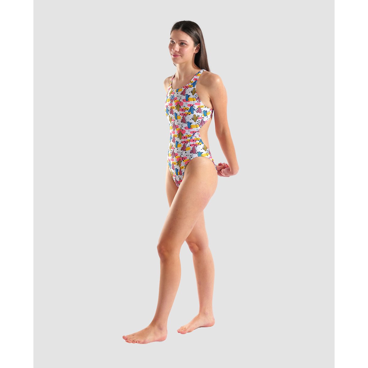Maillot de bain 1 pièce SWIM TECH imprimé fond blanc, ARENA