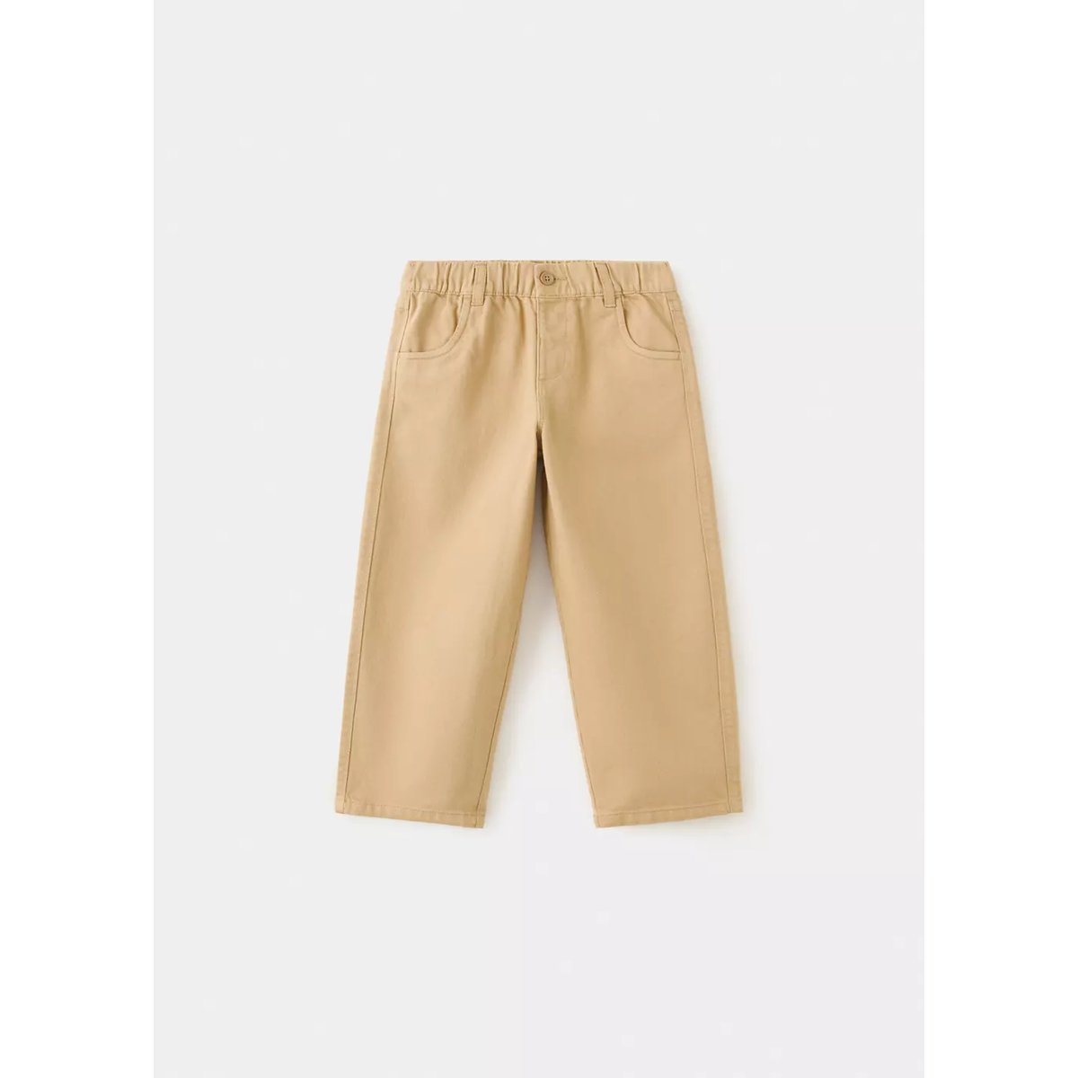 Pantalon droit taille élastique marron moyen, MANGO BABY