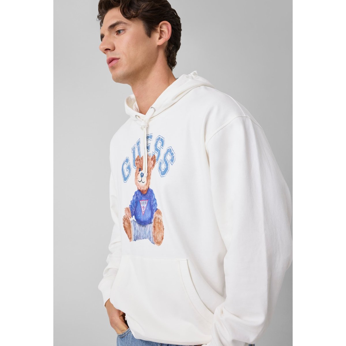 Sweatshirt Ours En Peluche blanc, GUESS