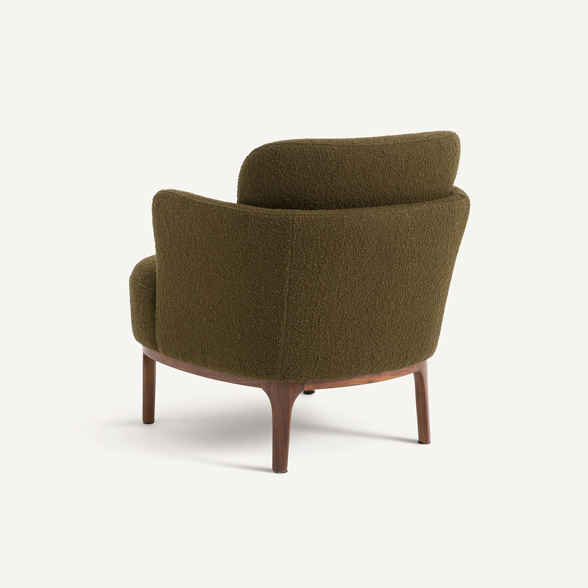 Sessel mit Walnussfuss und Bouclé-Struktur, Jabote khaki, AM.PM