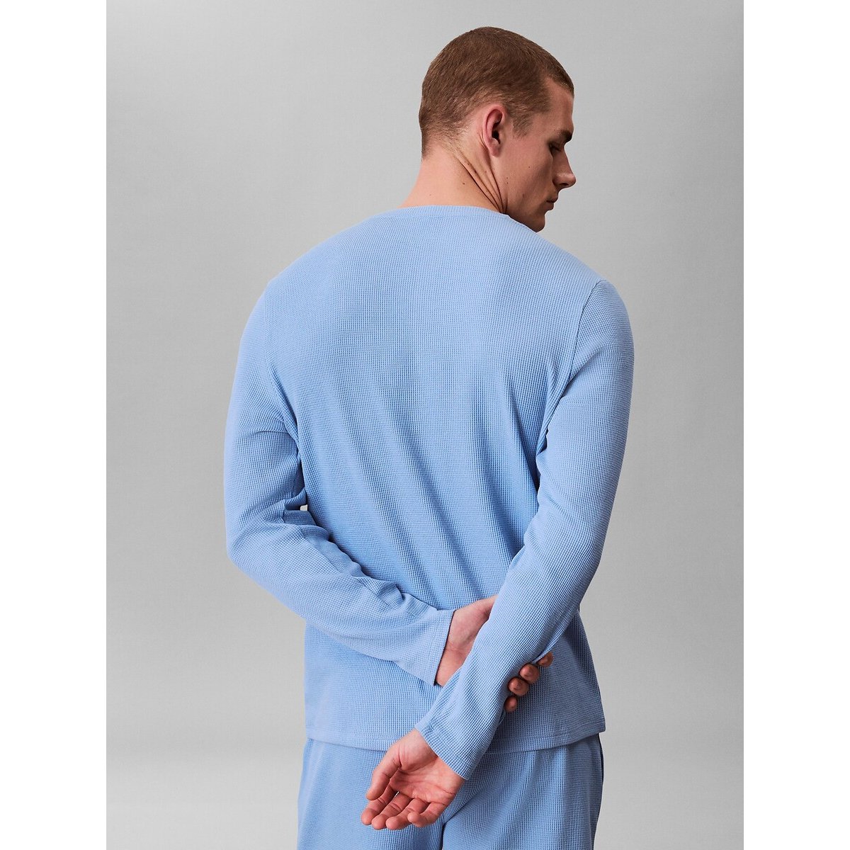 Camiseta de pijama de tejido gofrado azul , CALVIN KLEIN UNDERWEAR