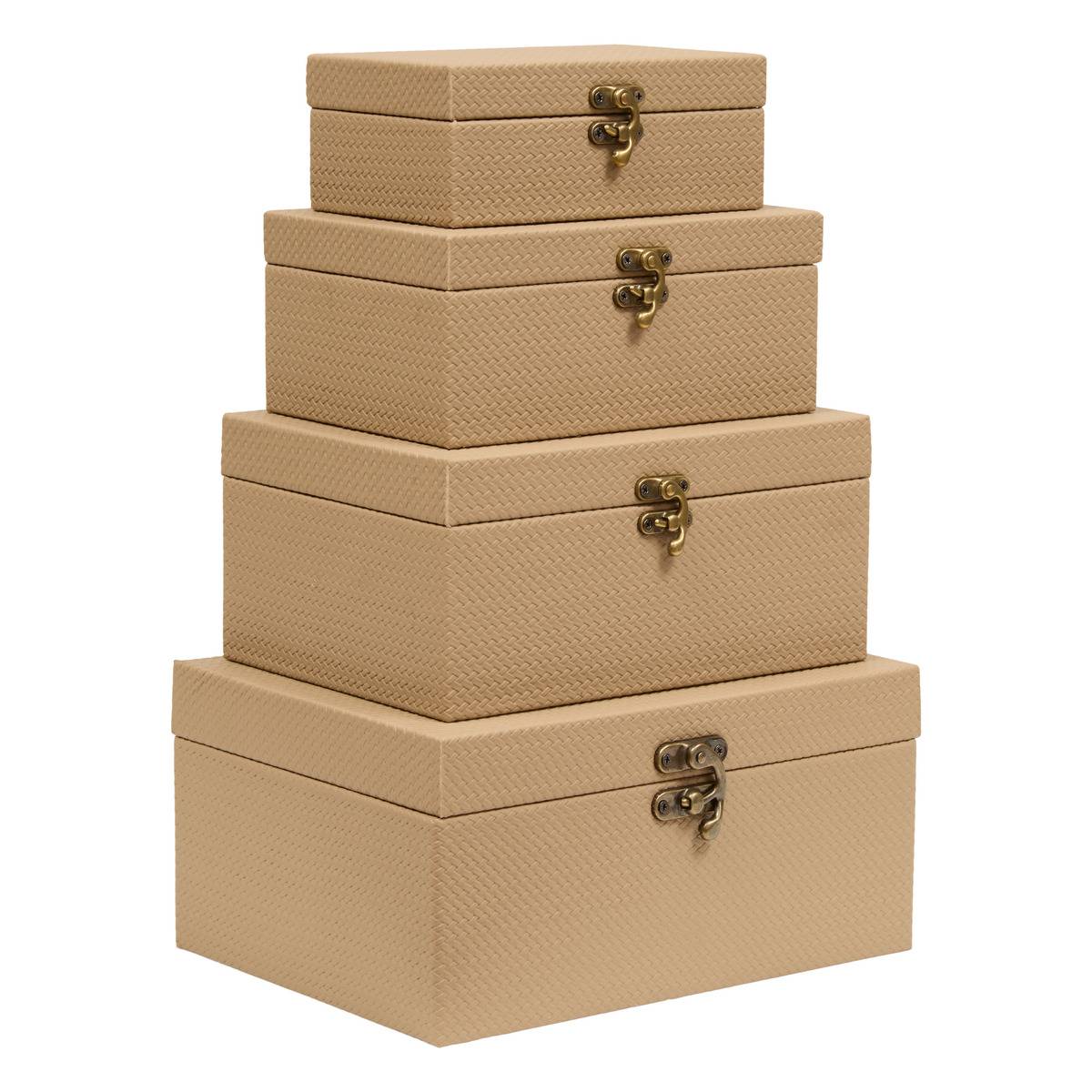 Lot de 4 boîtes rectangulaires BONIE taupe, ATMOSPHERA