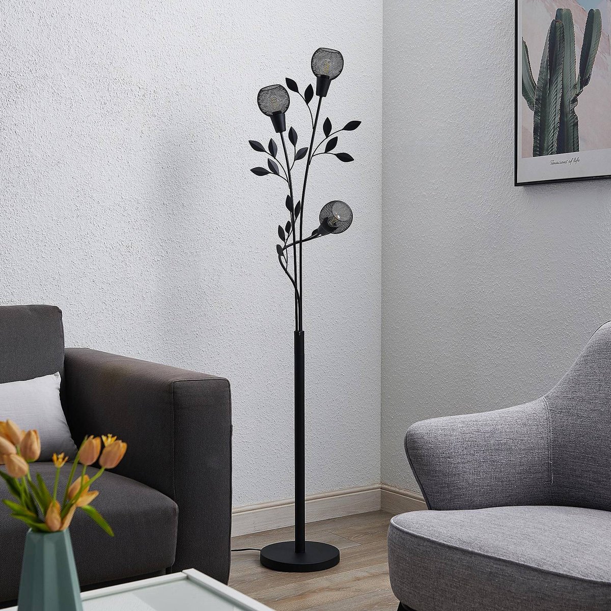 Lampadaire en métal florentin, Kanye noir, LINDBY