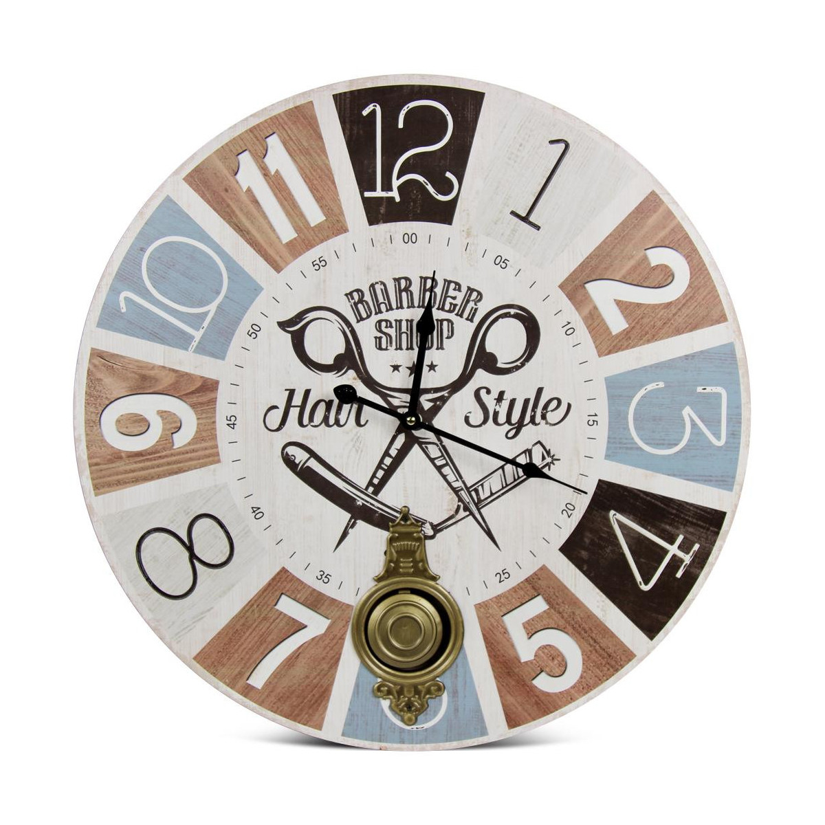 Horloge ancienne balancier barber shop hair multicolore, DECORATION D’AUTREFOIS