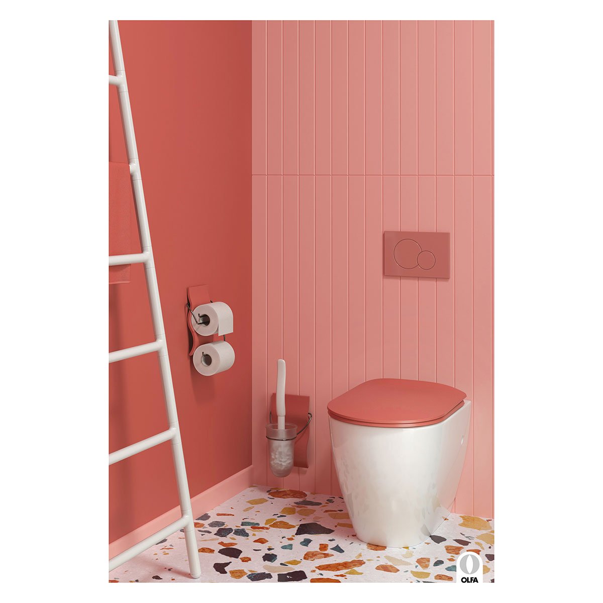 Abattant OLFA wood slim avec descente assistée en coloris uni terracotta, HOME MAISON