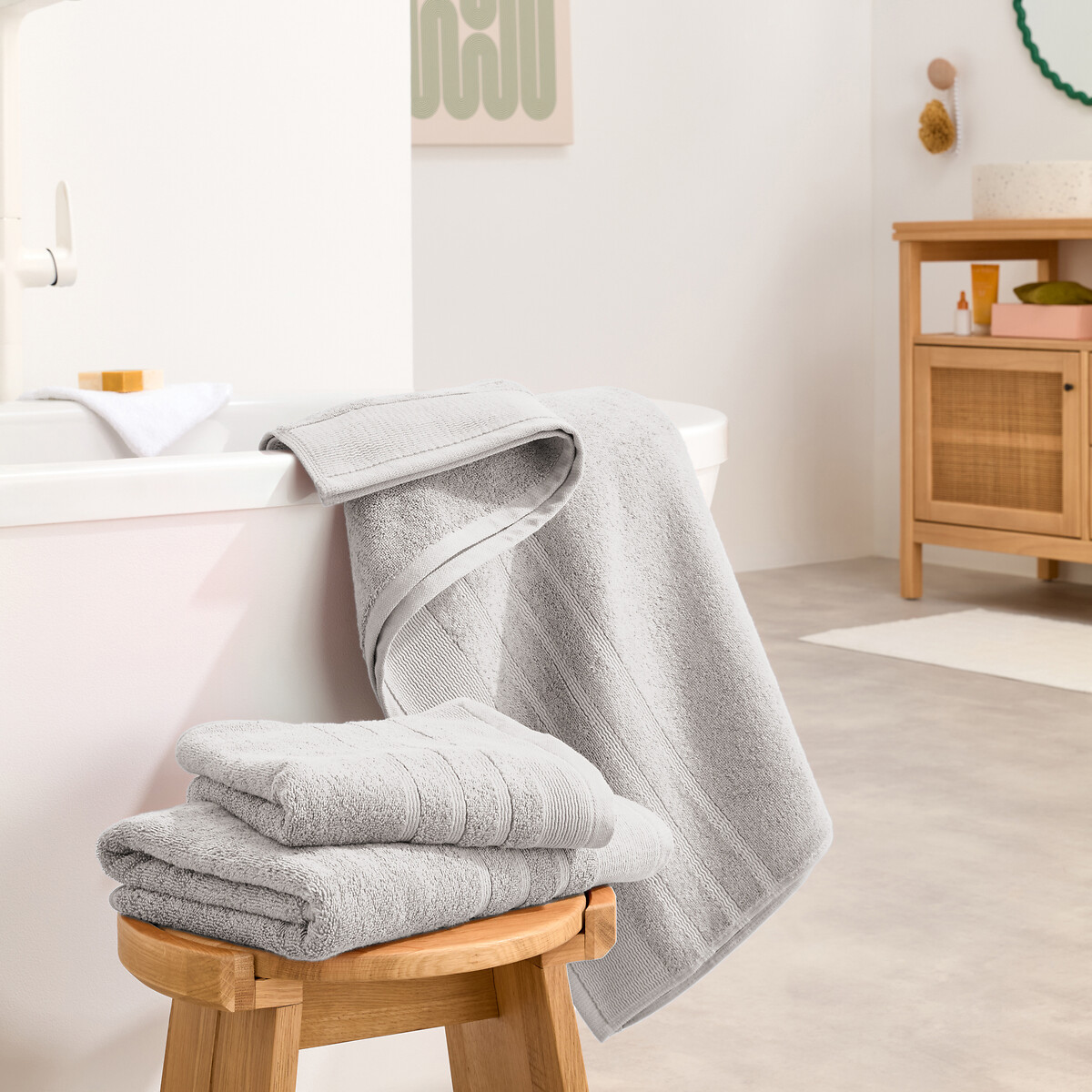 Toalha de banho grande em turco 600 g/m2, Zavara cinzento claro, LA REDOUTE INTERIEURS