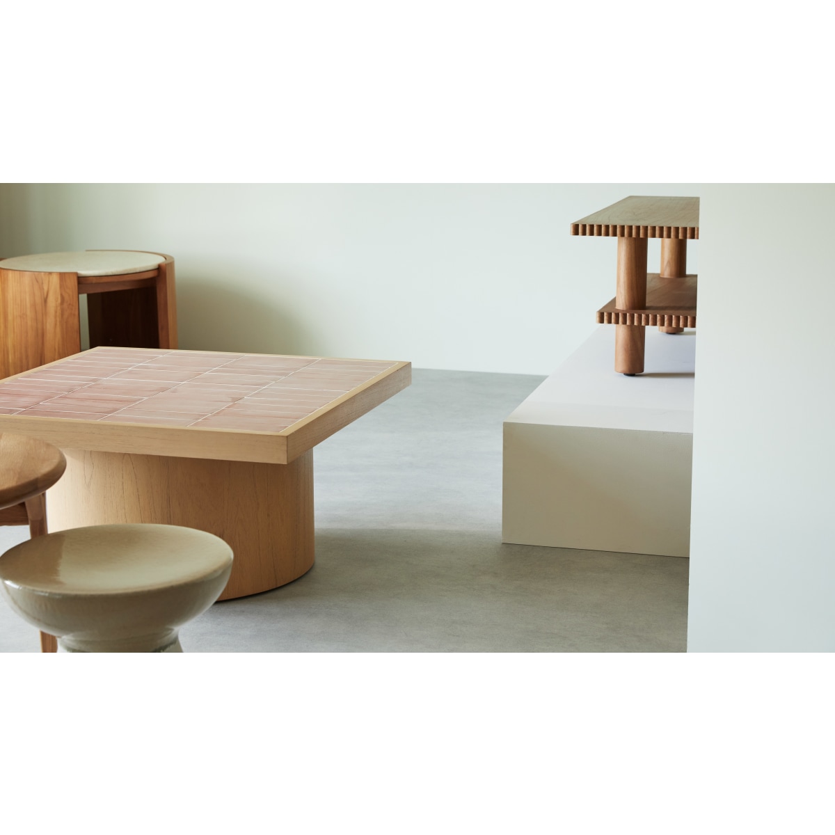 Table basse en mindi et céramique KAREL naturel, TIKAMOON