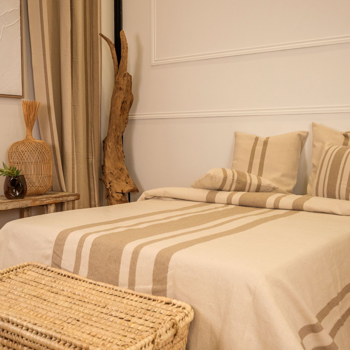 Coussin coton épais style Rustique naturel, SUD ETOFFE