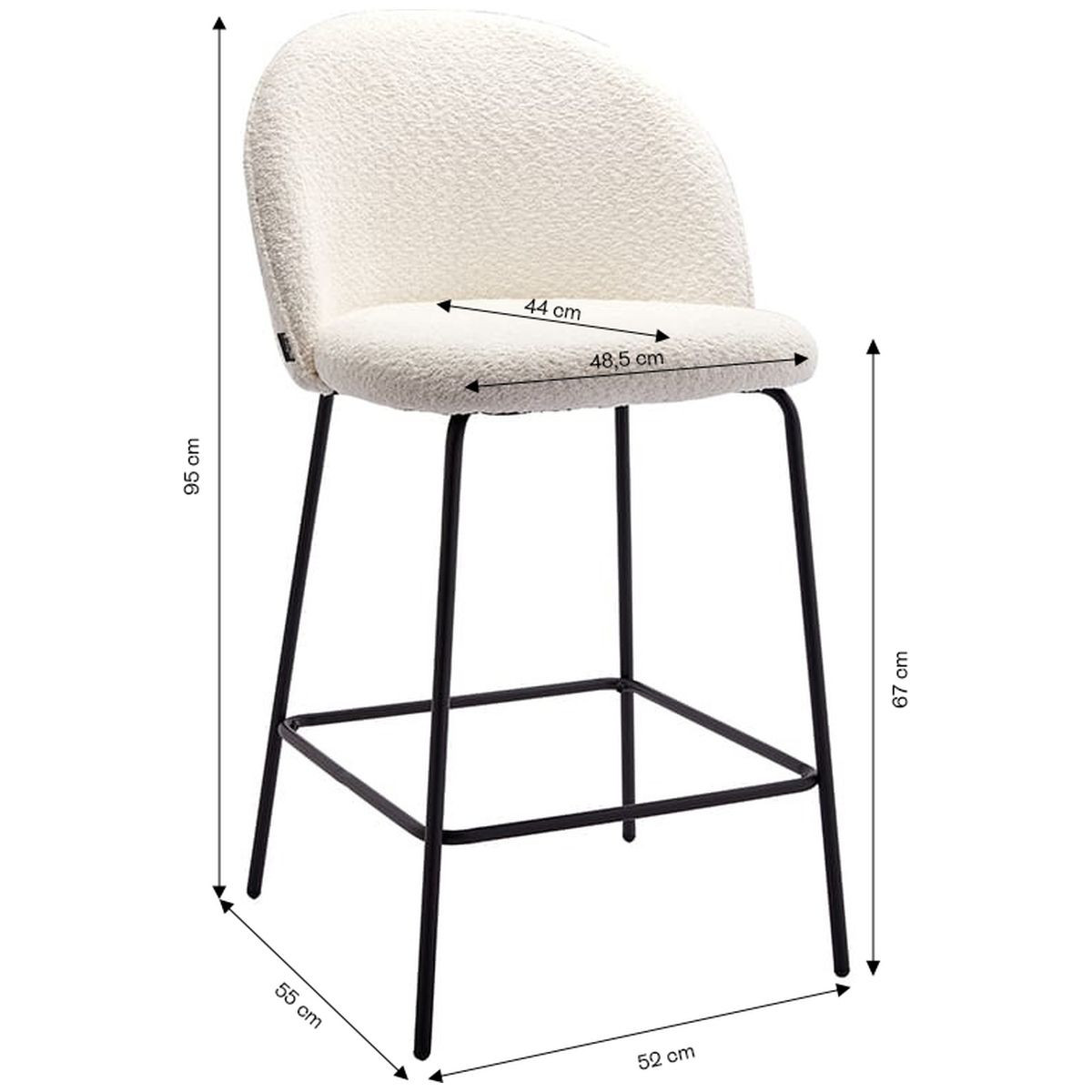Lot de 2 tabourets de bar en tissu bouclette - ALTA beige, HOMIFAB