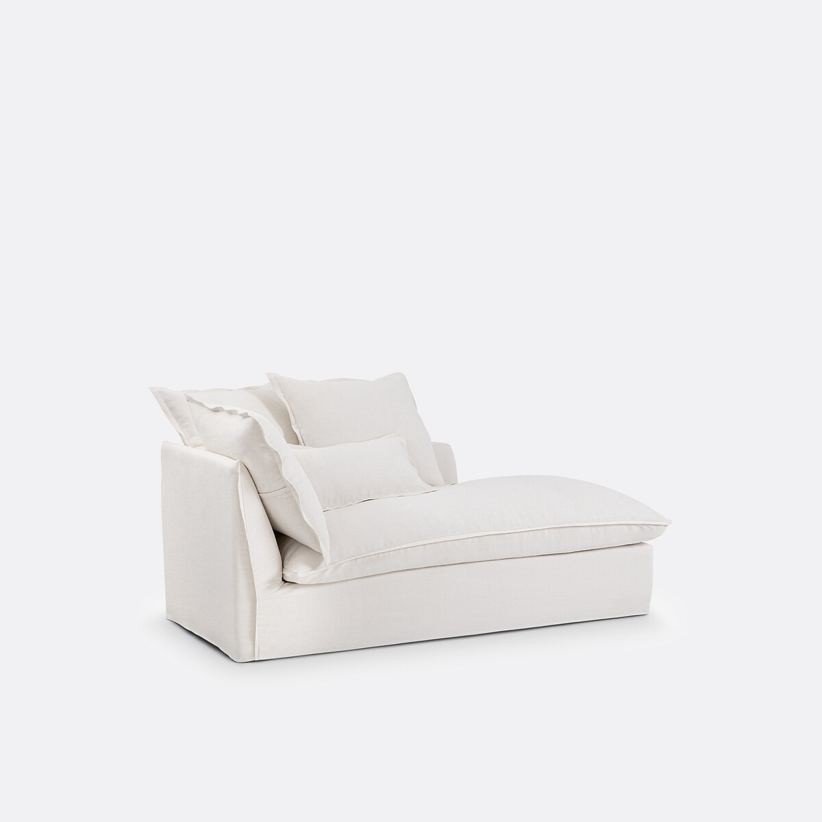 Longchair, afneembare hoezen, in dik linnen, Odna wit, LA REDOUTE INTERIEURS