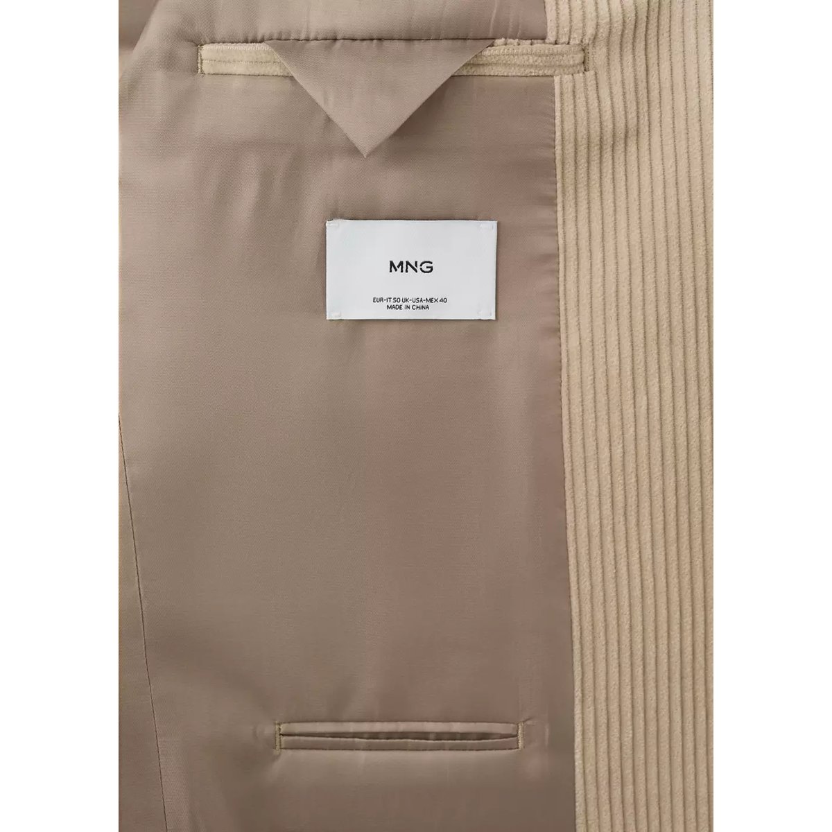 Blazer regular-fit velours côtelé beige, MANGO MAN
