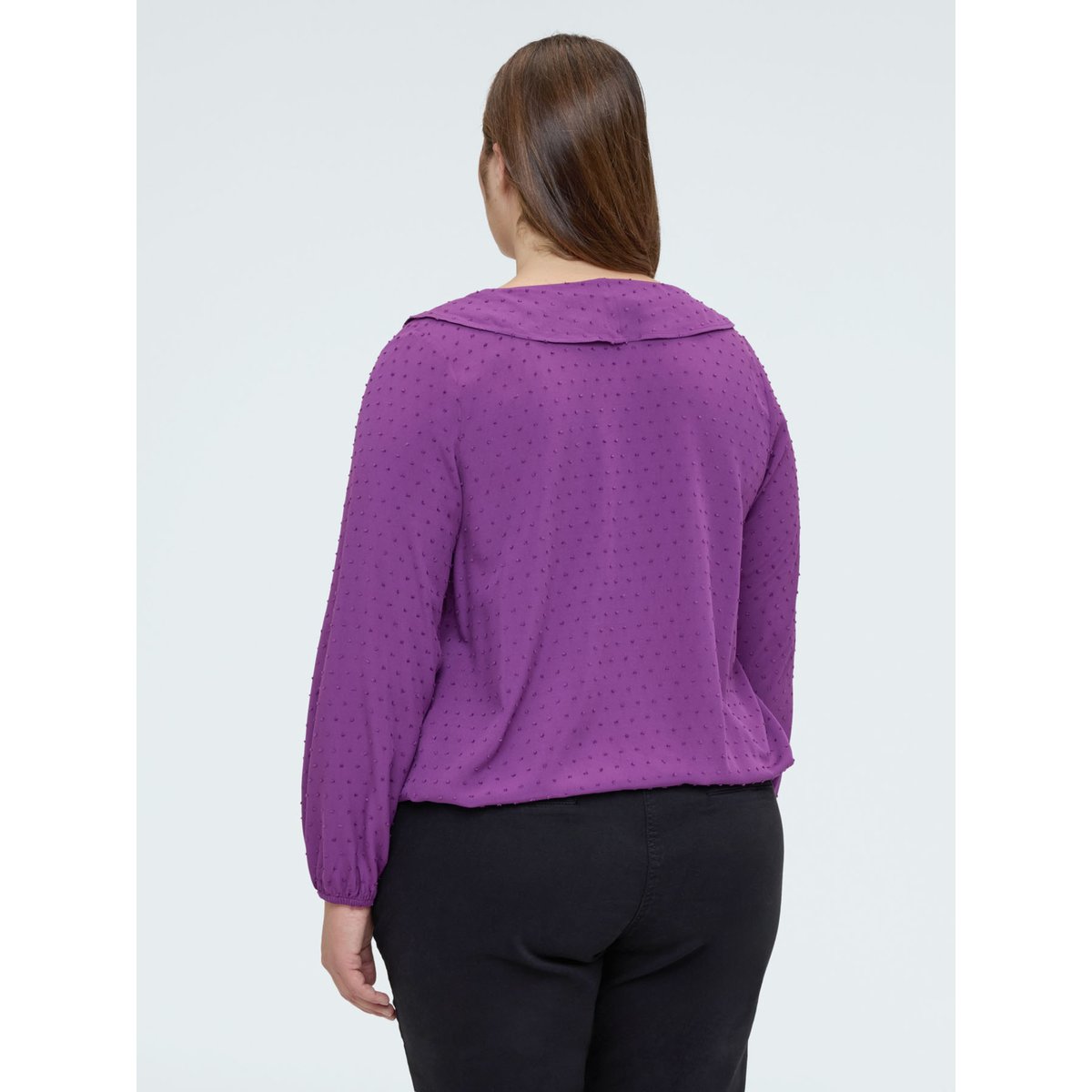 Blouse à pois avec volant violet, FIORELLA RUBINO