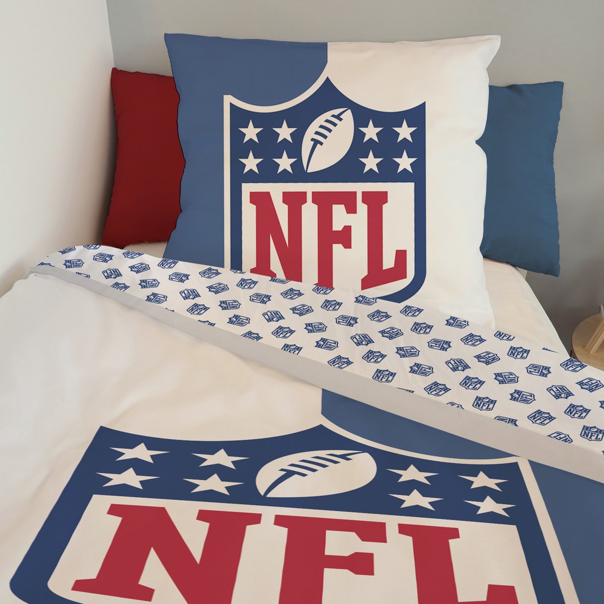 Parure de lit coton NFL, LOGO NFL bleu, NFL