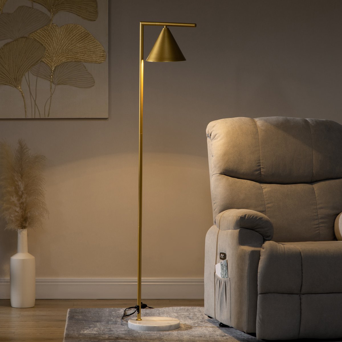 Lampadaire sur pied salon 40W doré, HOMCOM