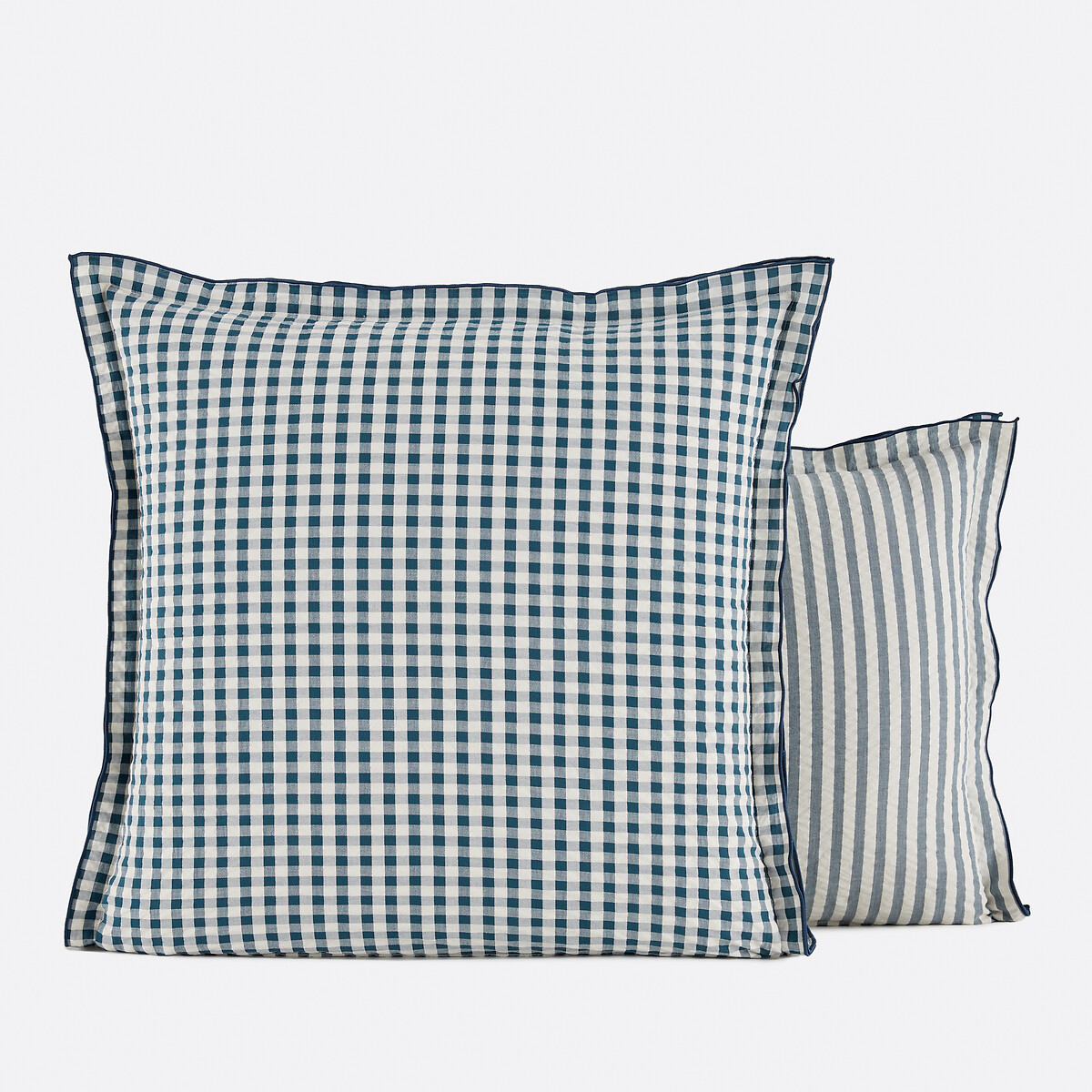 Taie d'oreiller coton seersucker, COTTAGE BLEU bleu, LA REDOUTE INTERIEURS