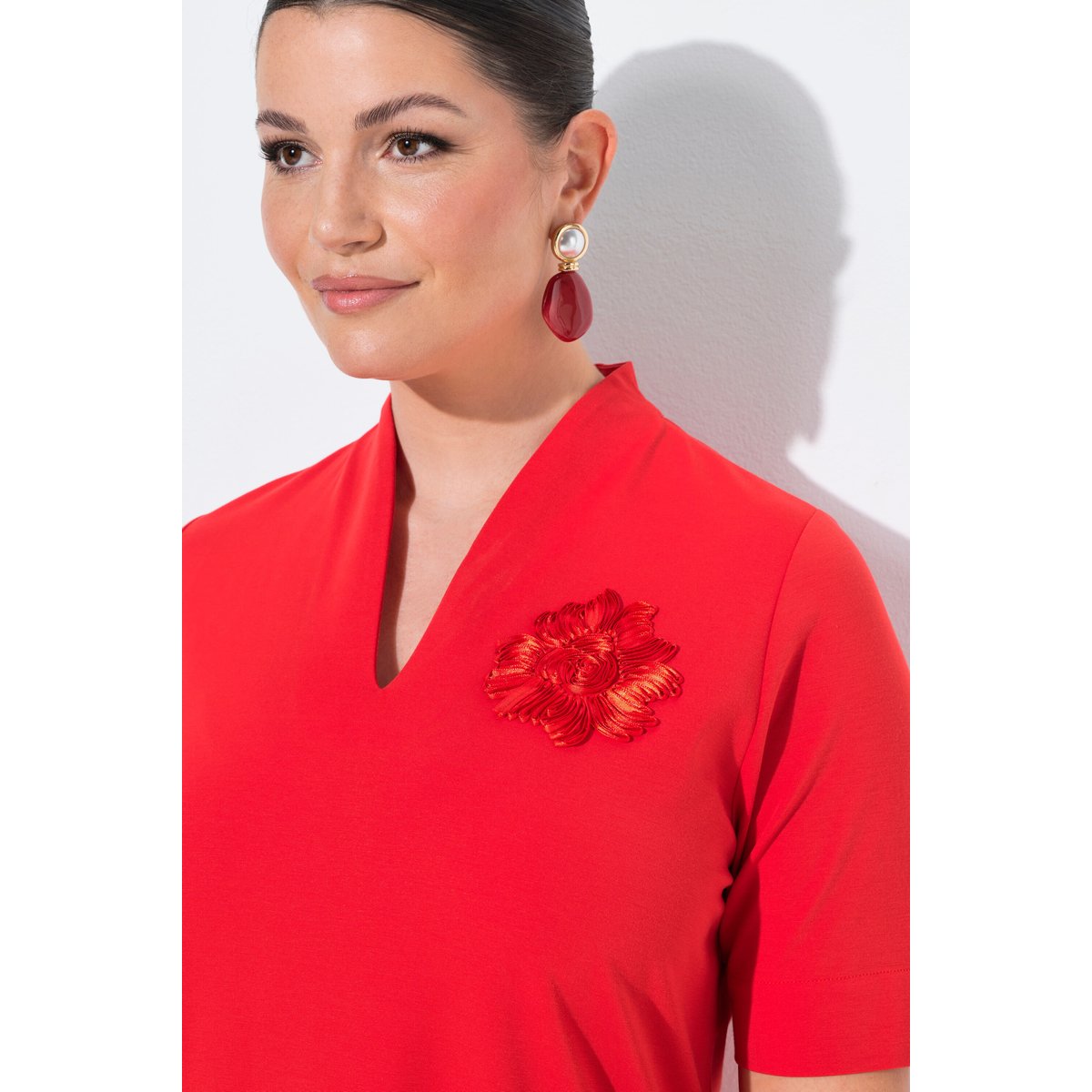 T-shirt à manches courtes, application rouge poivron, ULLA POPKEN
