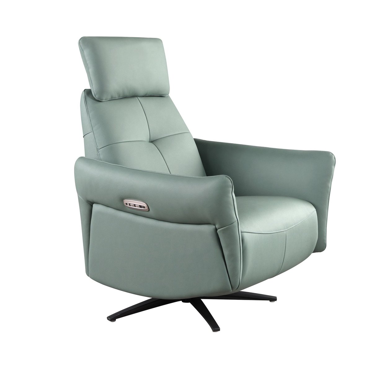 Fauteuil relax pivotant en cuir vert turquoise | noir, ANGEL CERDA