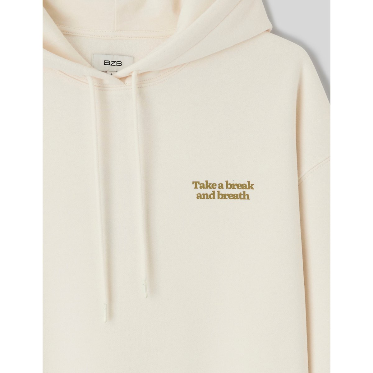 Sweat à capuche imprimé ecru, BZB