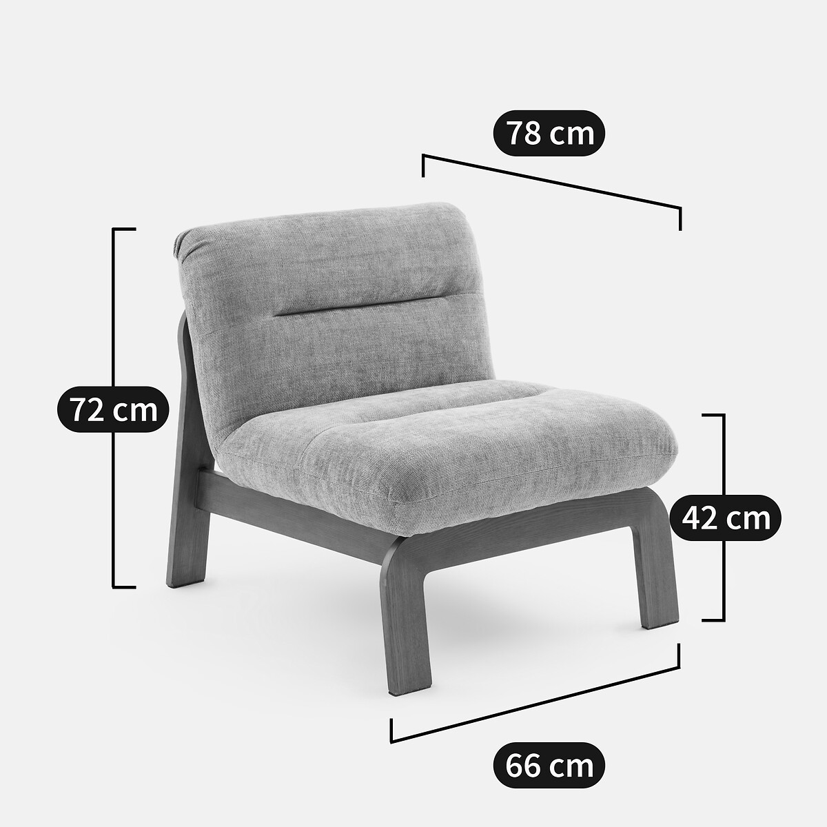 Niedriger gepolsterter Sessel, TALET blau/holz, LA REDOUTE INTERIEURS