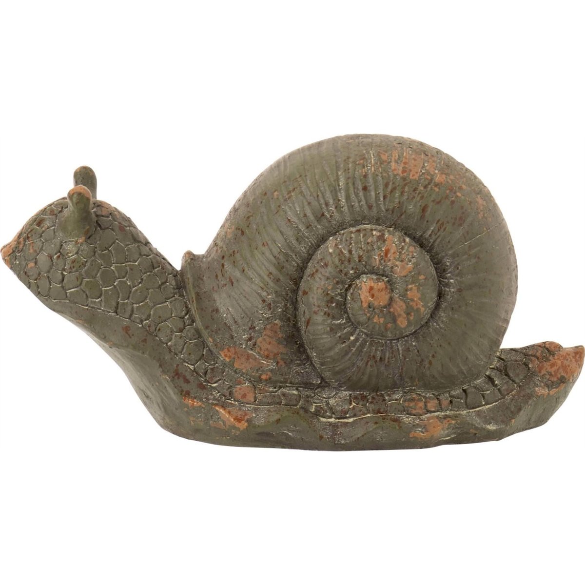 Escargot décoratif d'extérieur en résine vert foncé antique, RECOLLECTION