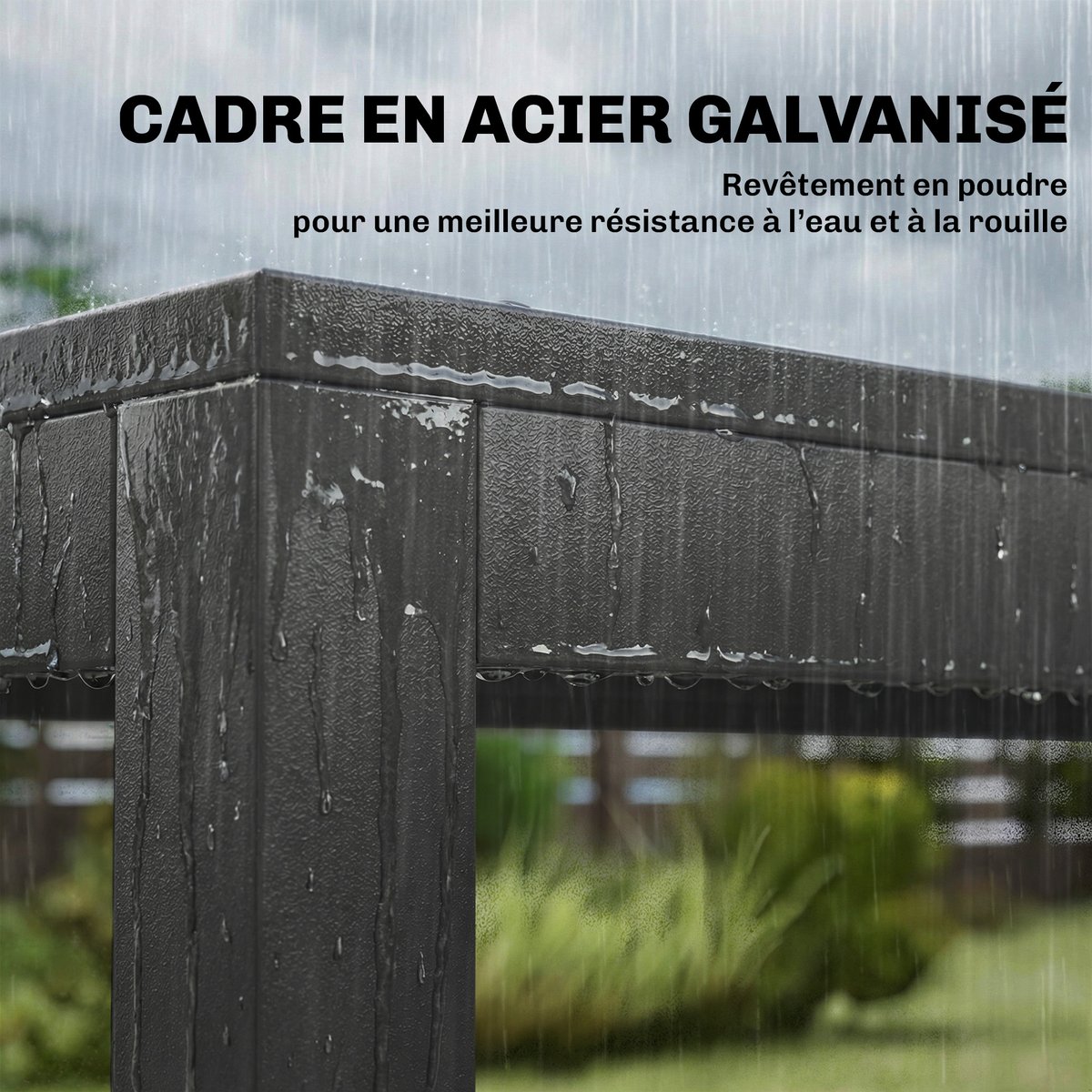 Ensemble de salon de jardin Acier Galvanisé gris foncé, marron clair, OUTSUNNY