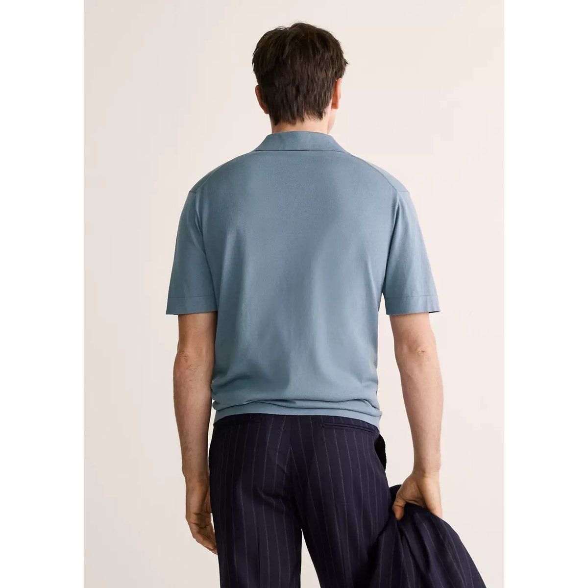 Polo maille fine coton bleu porcelaine, MANGO MAN