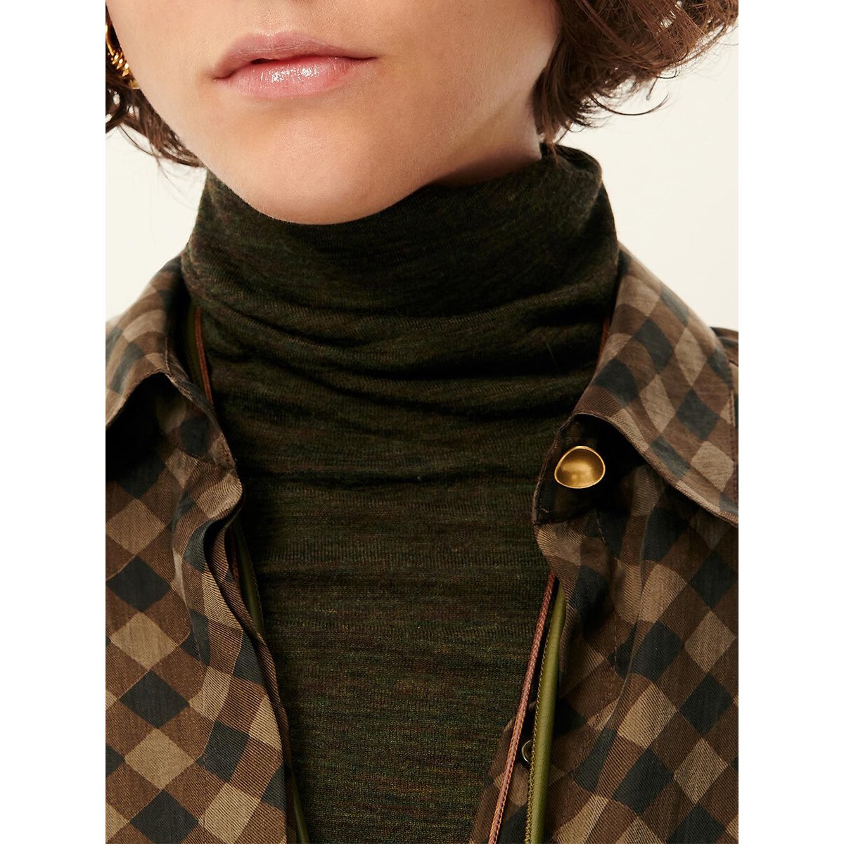 Overhemd met lange mouwen, geruit, lyocell, ARMANCHECKS geruit kastanje/beige, SESSUN