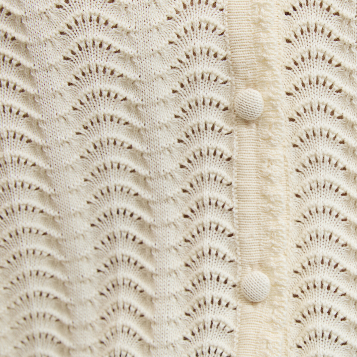 Cardigan col v en fine maille, boutonné ivoire, LA REDOUTE COLLECTIONS