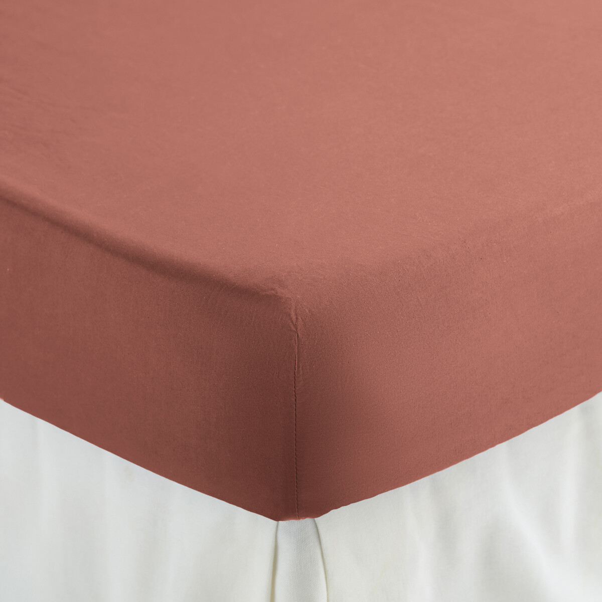 Drap housse en percale coton bonnet 30 cm Scenario argile rose, LA REDOUTE INTERIEURS