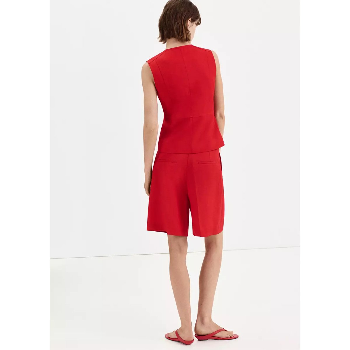 Bermuda droit taille normale rouge, MANGO