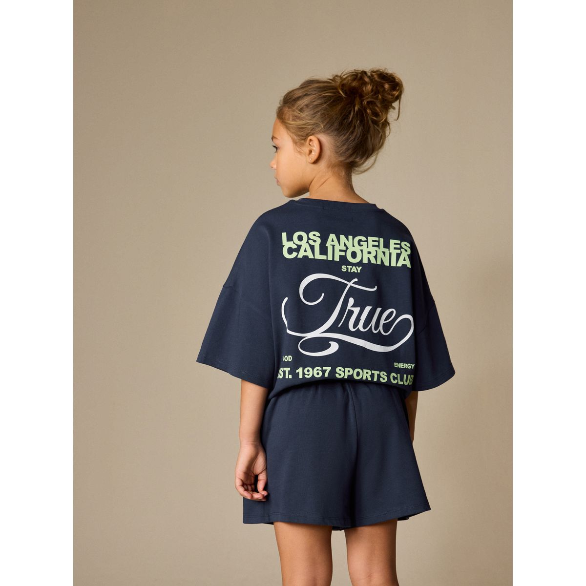 Ensemble short et t-shirt épais slogan bleu marine, NEXT