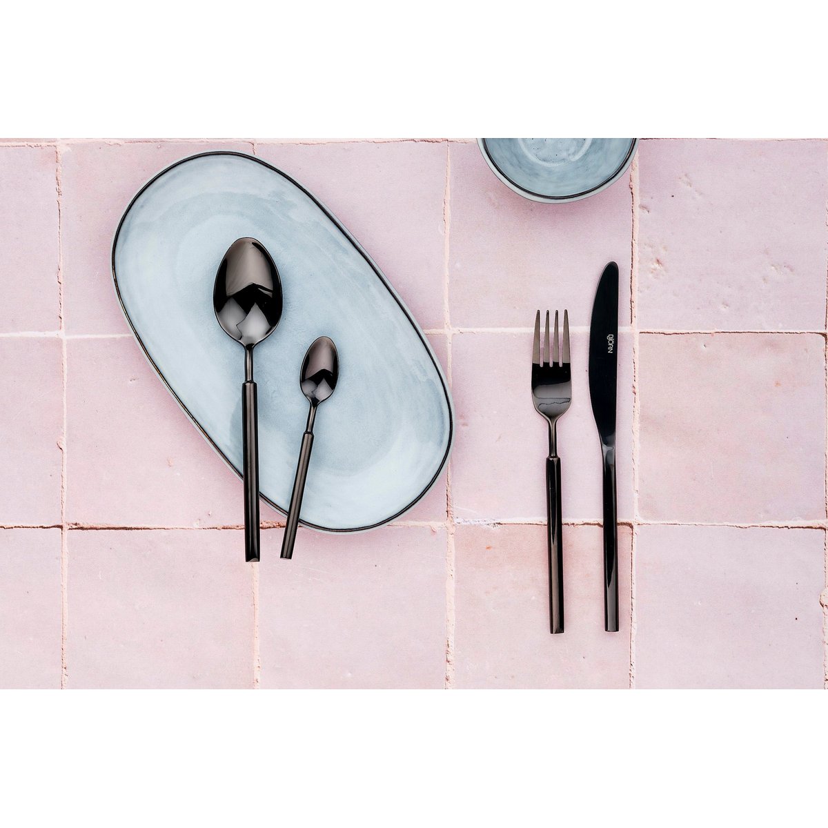 Lot de 6 petites cuillères en inox, NUDE noir brillant, BJORN