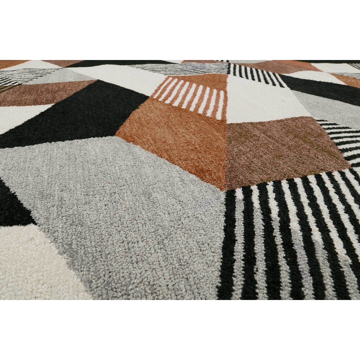 Tapis fait main à poil ras kaléidoscope , Uptown brun, ESPRIT