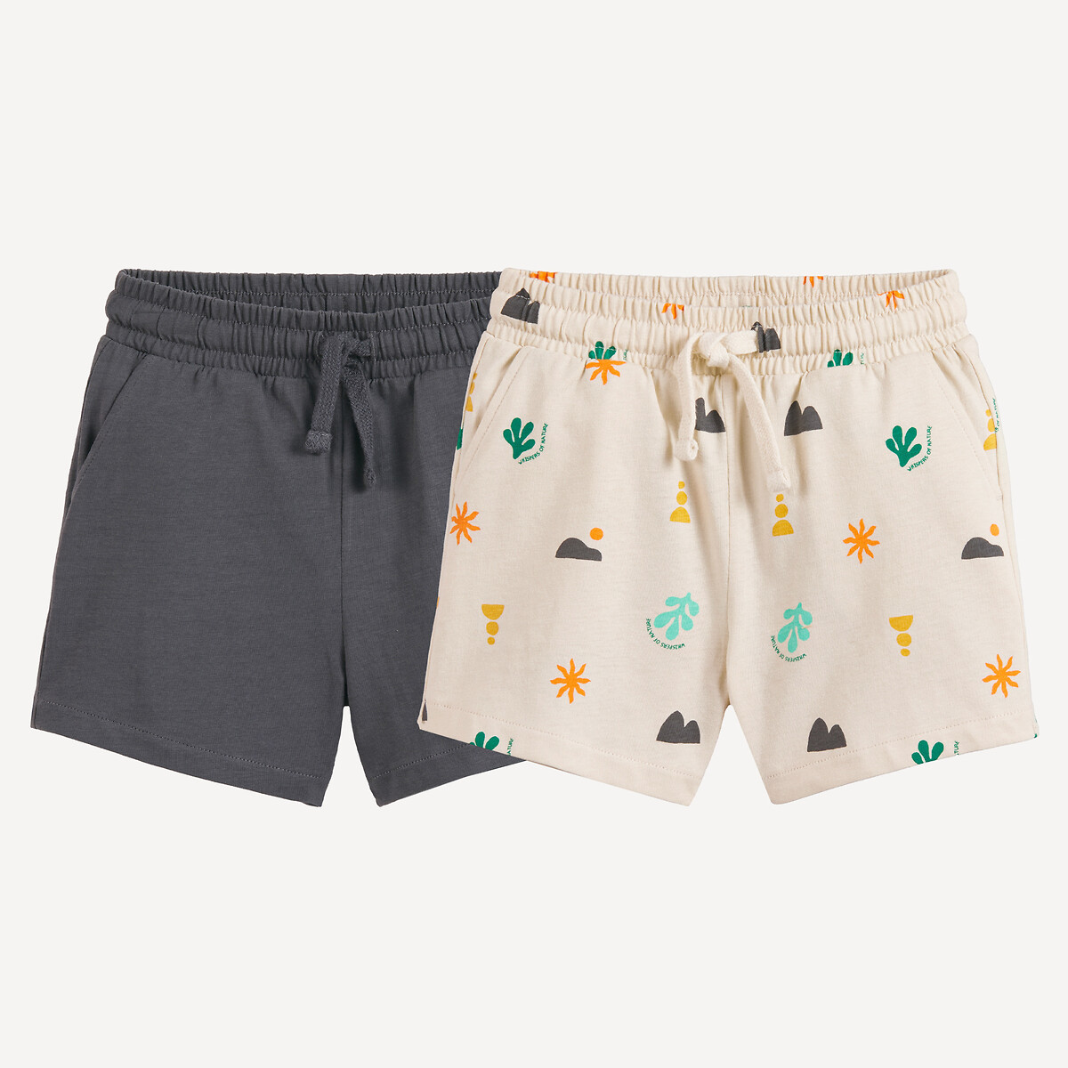 Lot de 2 bermudas ecru + gris foncé, LA REDOUTE COLLECTIONS
