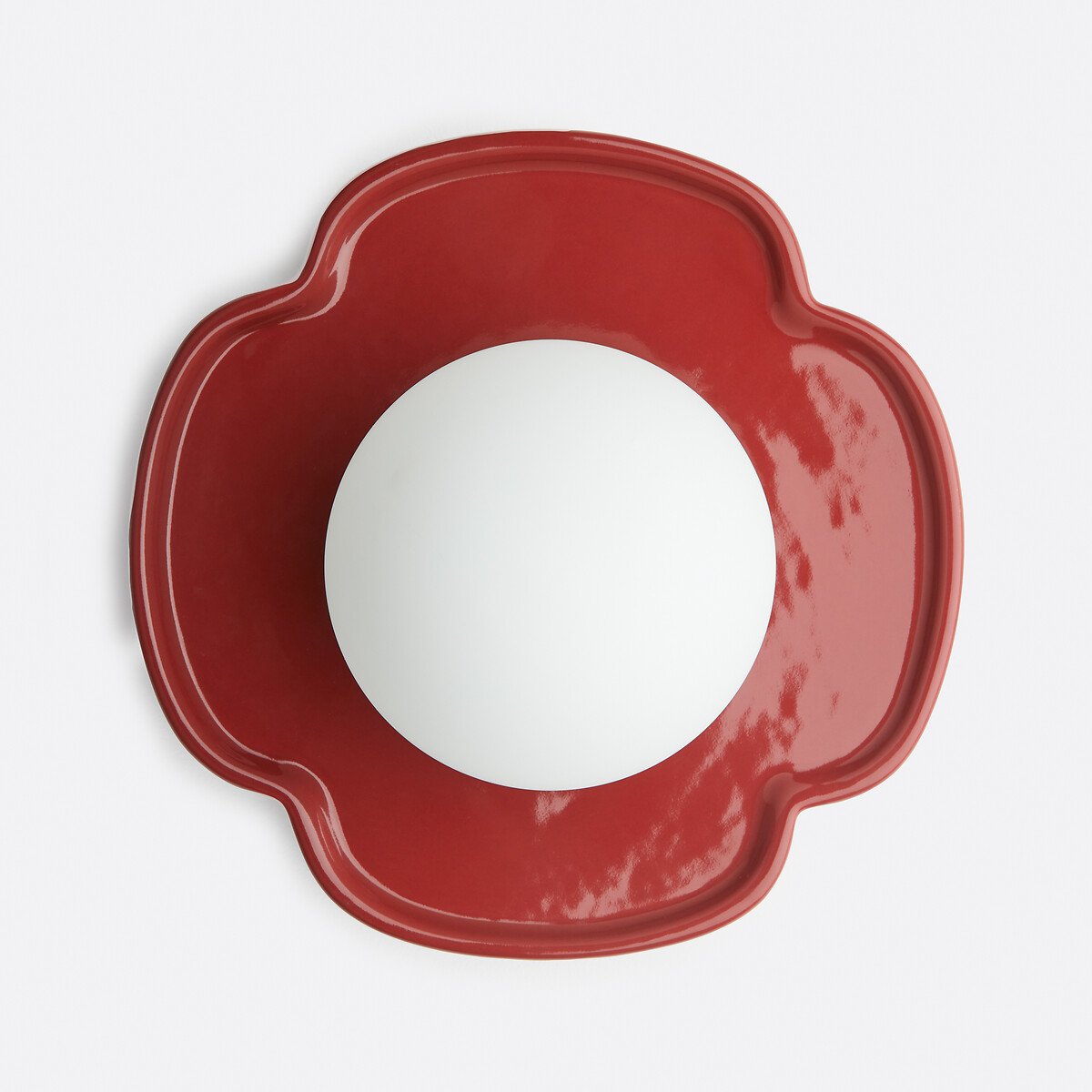 Applique ou plafonnier fleur, céramique et verre opaline, diamètre 20 cm, HOLI bordeaux, LA REDOUTE INTERIEURS