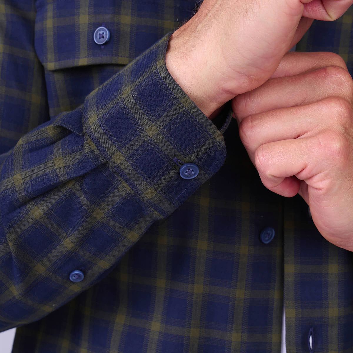 Chemise à carreaux Hinaut bleu marine, MISE AU GREEN