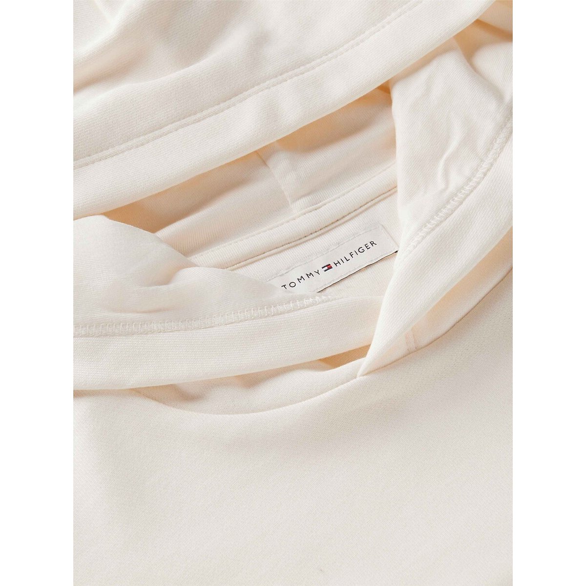 Sweat à capuche, logo brodé ecru, TOMMY HILFIGER
