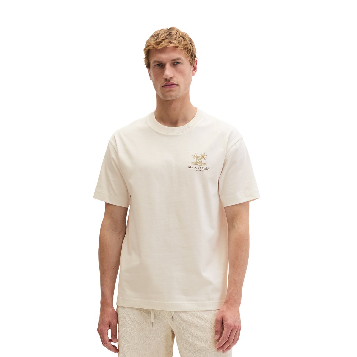 T-shirt relaxed avec imprimé saisonnier au dos blanc naturel, MARC O'POLO