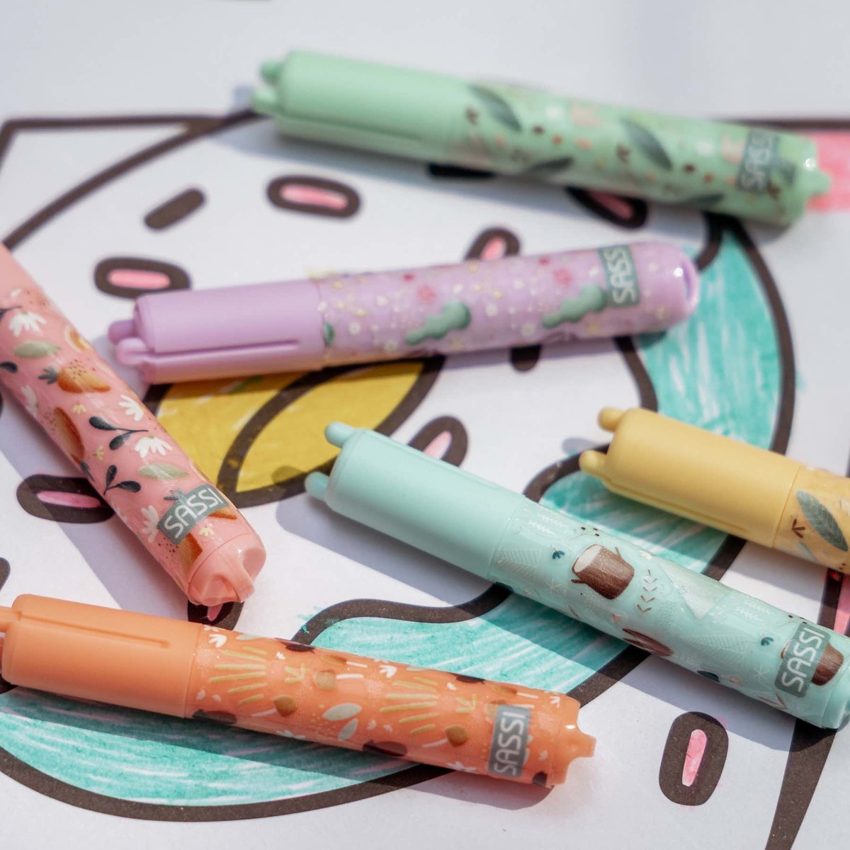 Set de 6 Mini Surligneurs Pastel ANIMAUX multicolore, SASSI JUNIOR