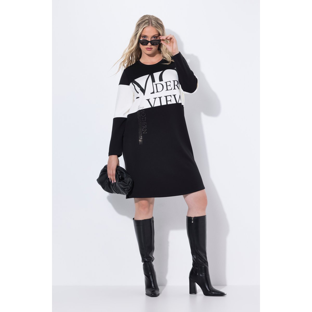 Robe en molleton contenant du modal noir, ULLA POPKEN