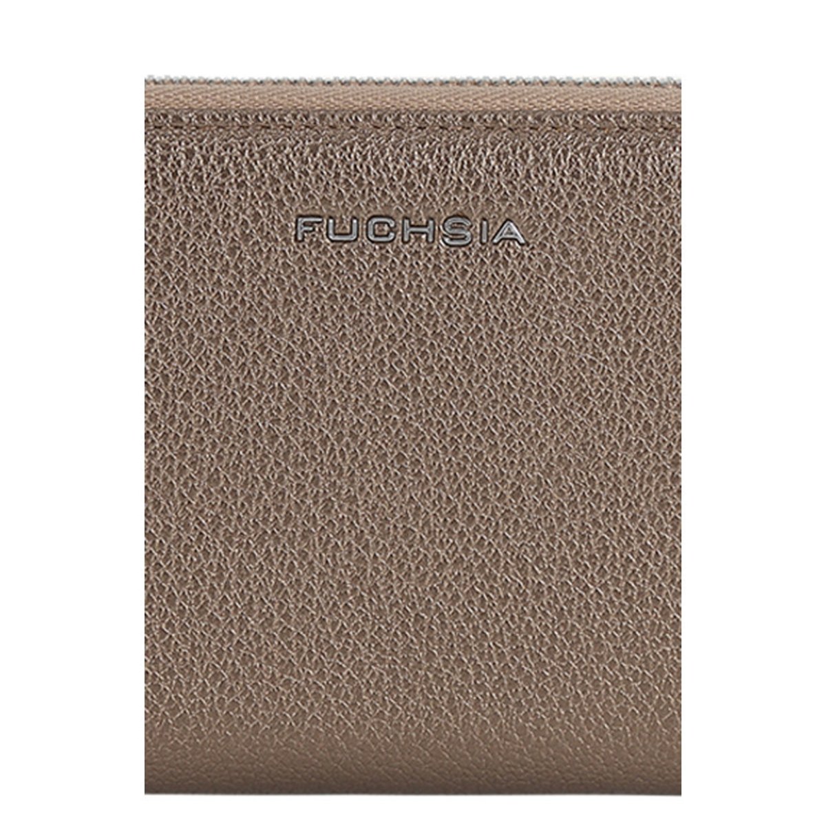 Portefeuille bronze uni en simili-cuir grainé avec une fermeture zippée bronze, FUCHSIA