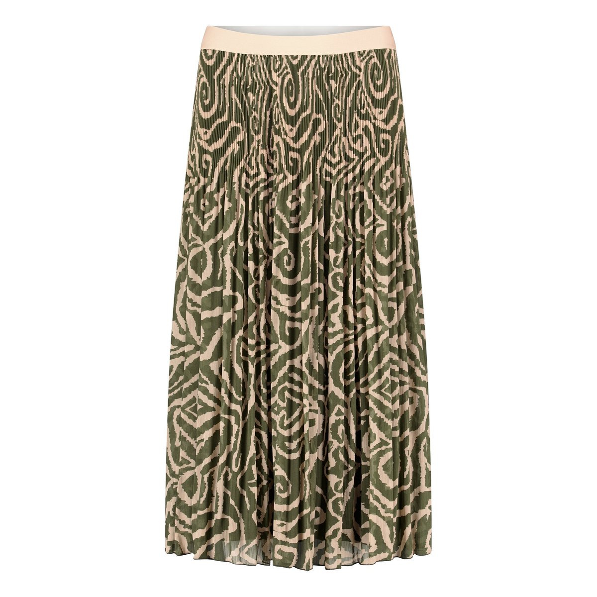 Jupe plissée à plis khaki/cream, CARTOON