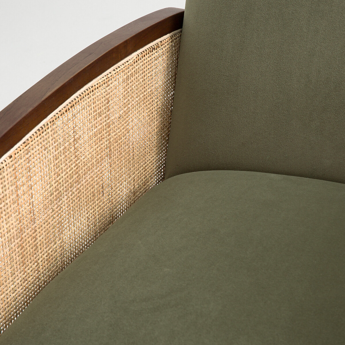 Fauteuil velours et cannage, Buisseau vert, LA REDOUTE INTERIEURS